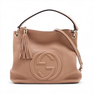 Gucci Soho Leather Shoulder Bag Beige